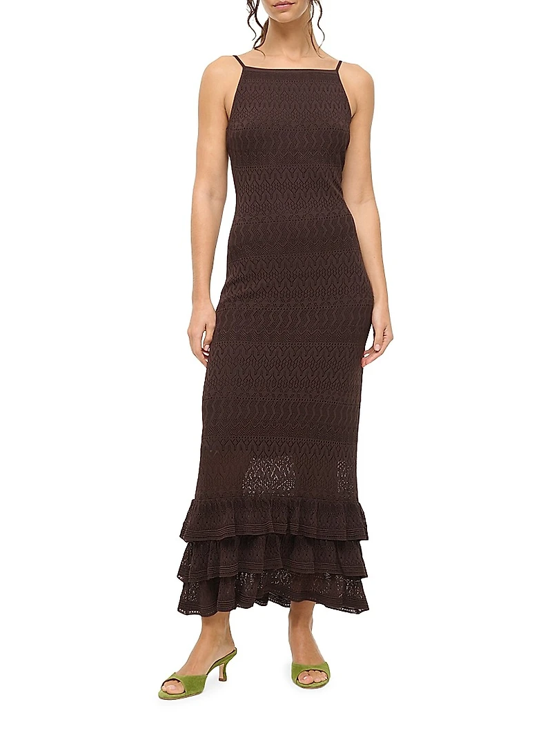 Bliss Knit Ruffle-Trim Maxi Dress