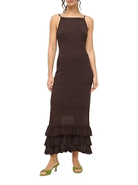 Bliss Knit Ruffle-Trim Maxi Dress
