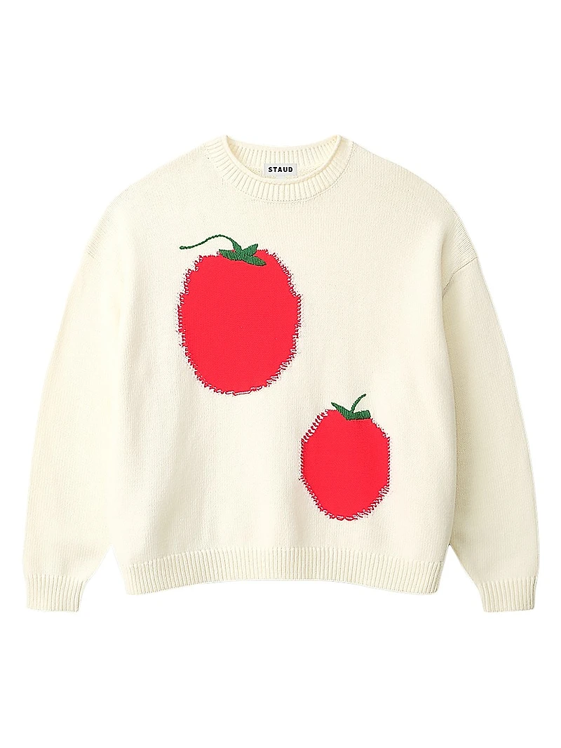 Giada Tomato-Print Crewneck Sweater