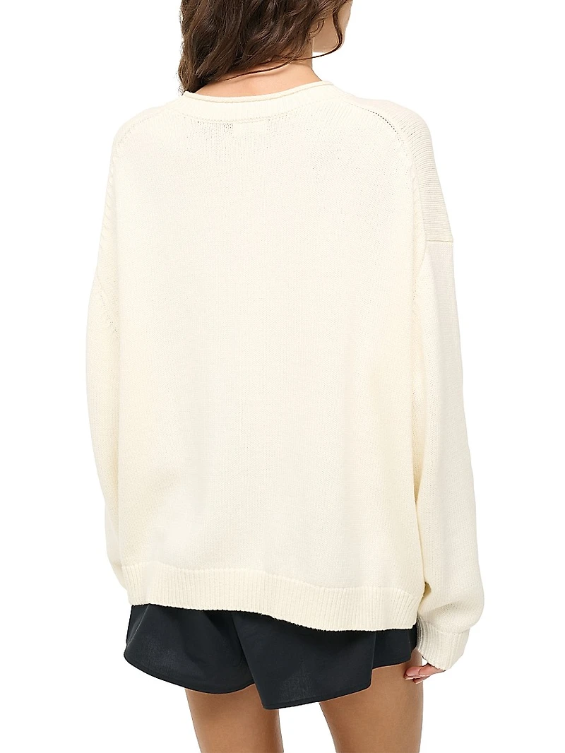 Giada Tomato-Print Crewneck Sweater