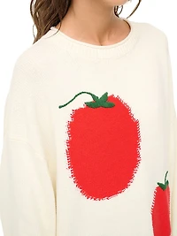 Giada Tomato-Print Crewneck Sweater