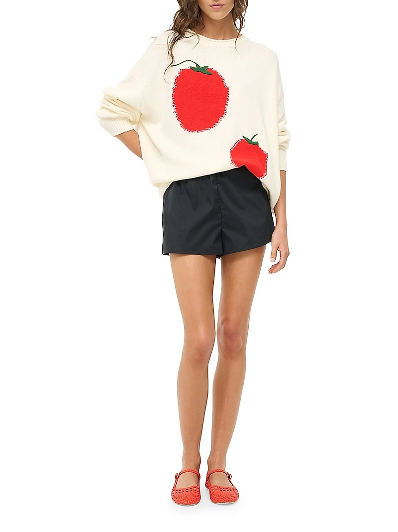 Giada Tomato-Print Crewneck Sweater