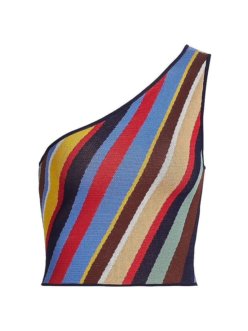 Lexi Striped One-Shoulder Crop Top