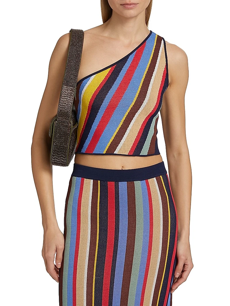 Lexi Striped One-Shoulder Crop Top