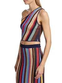 Lexi Striped One-Shoulder Crop Top