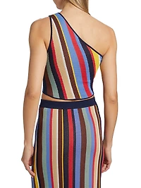 Lexi Striped One-Shoulder Crop Top