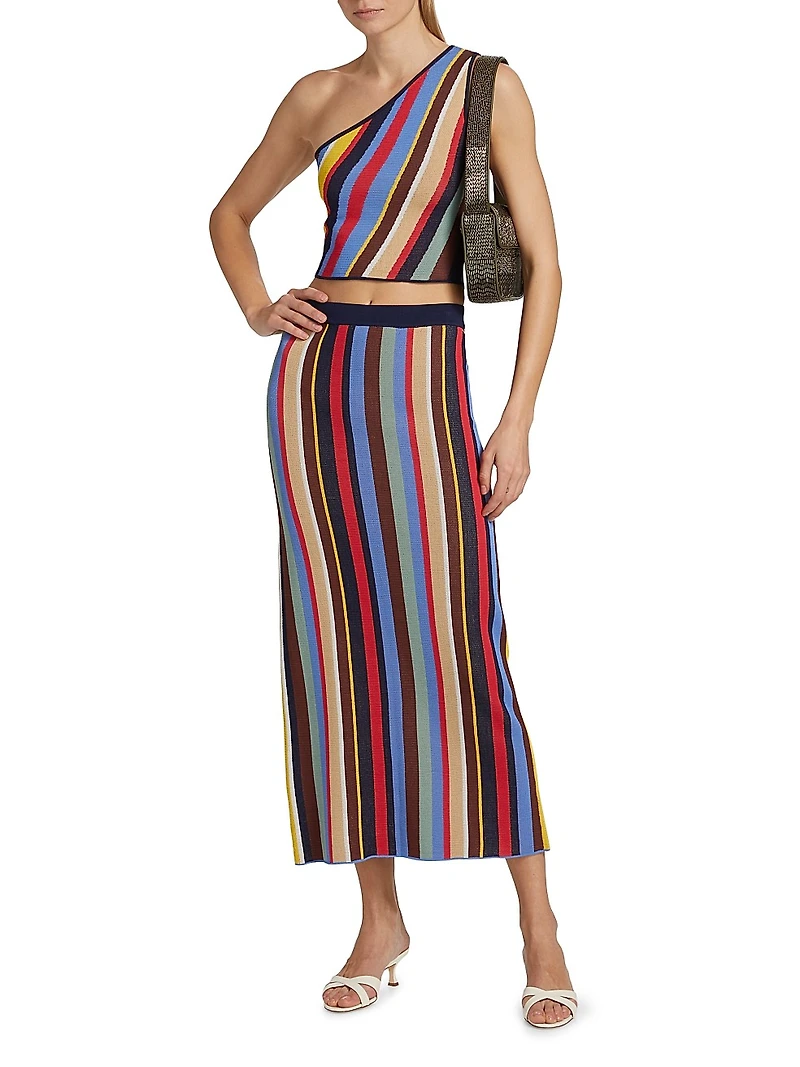 Lexi Striped One-Shoulder Crop Top