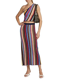 Lexi Striped One-Shoulder Crop Top