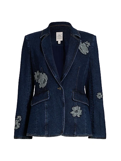 Milly Floral Appliqué Denim Jacket