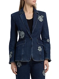 Milly Floral Appliqué Denim Jacket