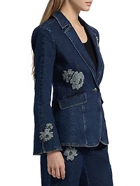 Milly Floral Appliqué Denim Jacket