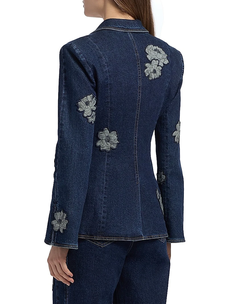 Milly Floral Appliqué Denim Jacket