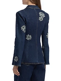 Milly Floral Appliqué Denim Jacket