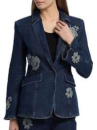 Milly Floral Appliqué Denim Jacket
