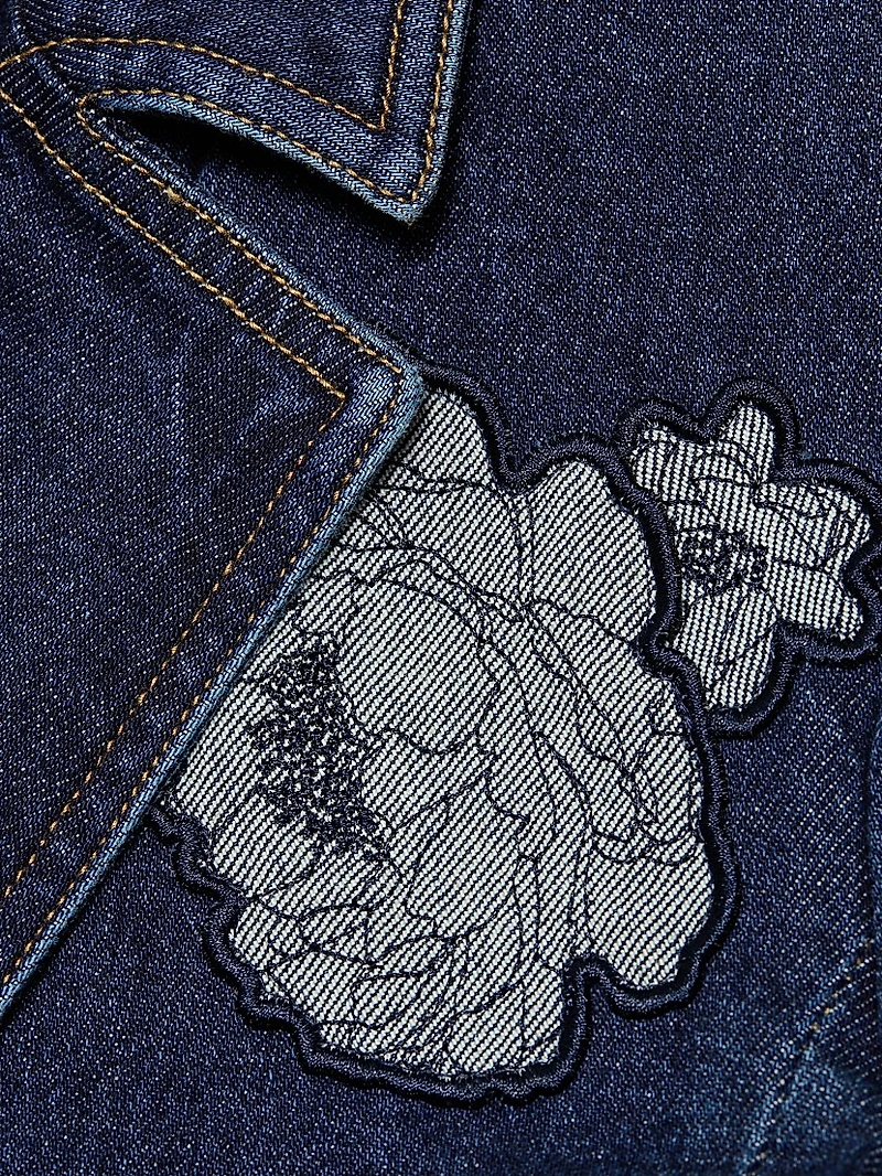 Milly Floral Appliqué Denim Jacket