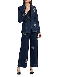 Milly Floral Appliqué Denim Jacket