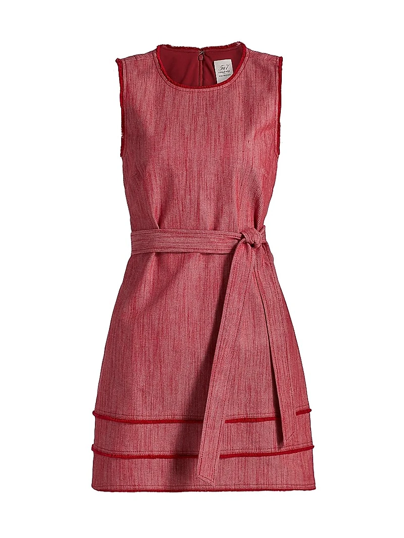 Mindie Cotton Denim Tie-Waist Minidress