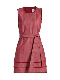 Mindie Cotton Denim Tie-Waist Minidress