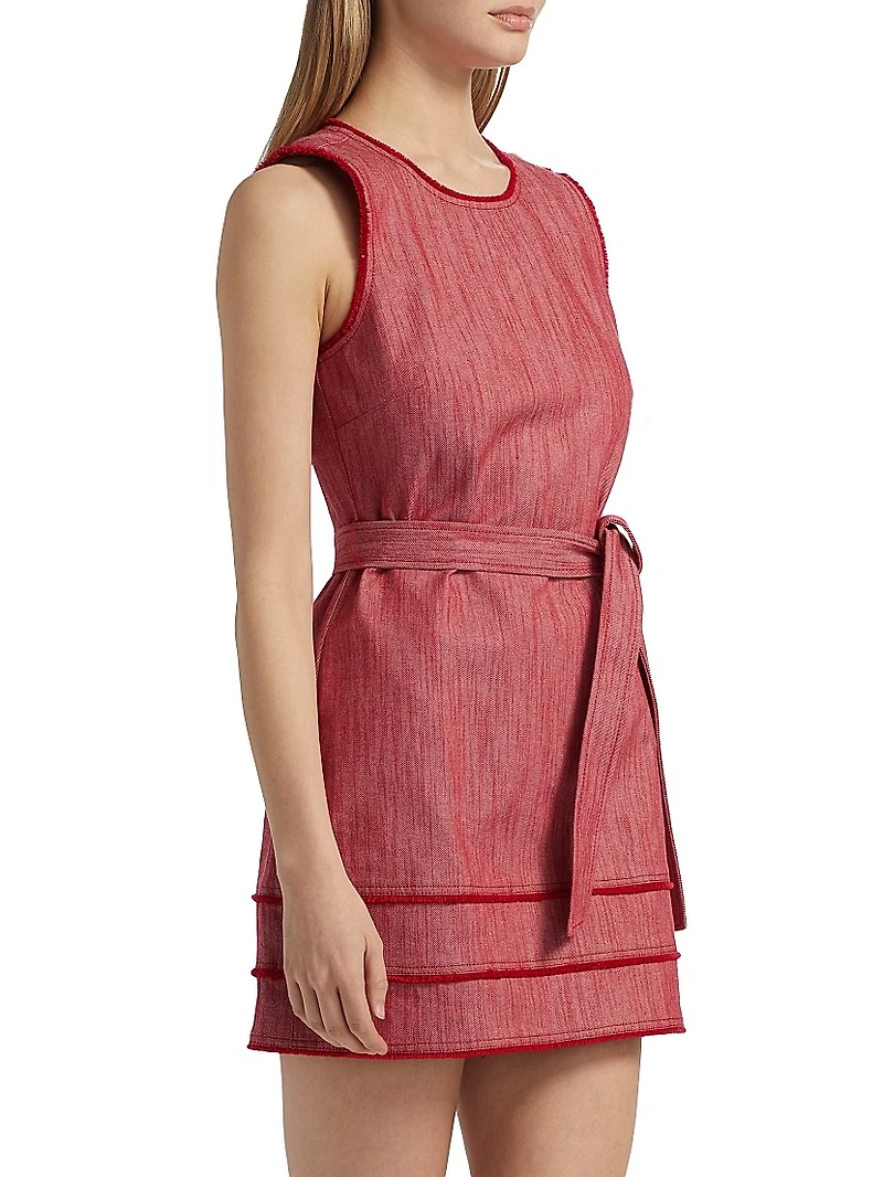 Mindie Cotton Denim Tie-Waist Minidress