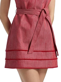 Mindie Cotton Denim Tie-Waist Minidress