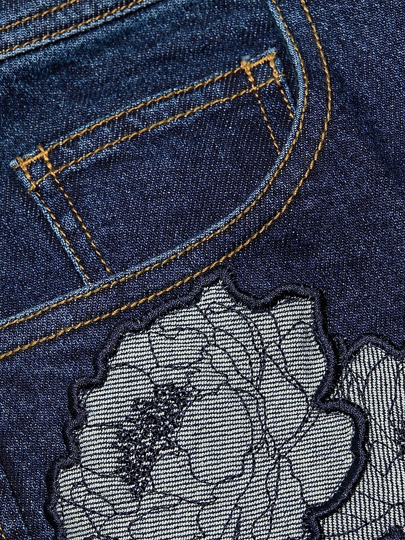 Betsy Floral Appliqué Wide-Leg Jeans