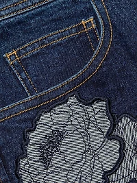 Betsy Floral Appliqué Wide-Leg Jeans
