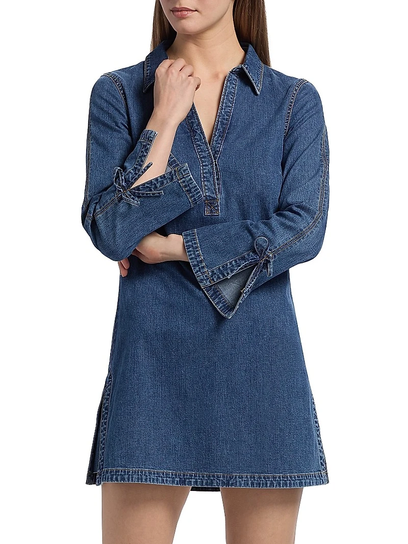 Aster Denim V-Neck Minidress