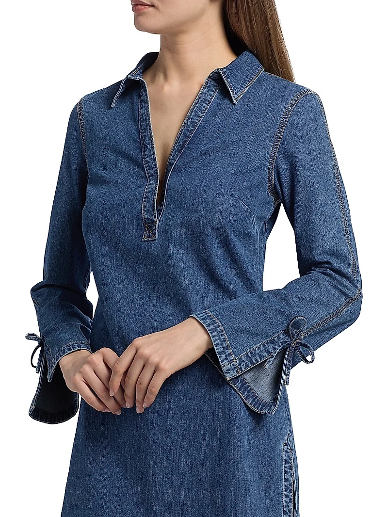 Aster Denim V-Neck Minidress