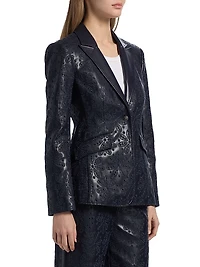 Cheyenne Embroidered Faux Leather Blazer