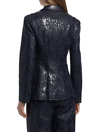 Cheyenne Embroidered Faux Leather Blazer