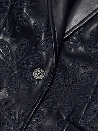 Cheyenne Embroidered Faux Leather Blazer