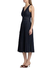 Esther Denim Pleated Midi-Dress