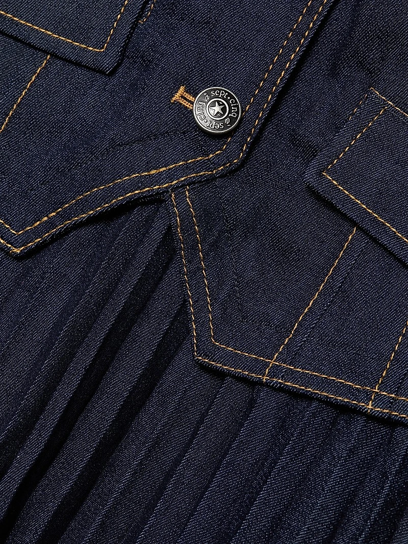 Esther Denim Pleated Midi-Dress