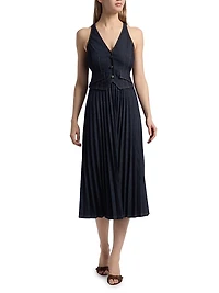 Esther Denim Pleated Midi-Dress