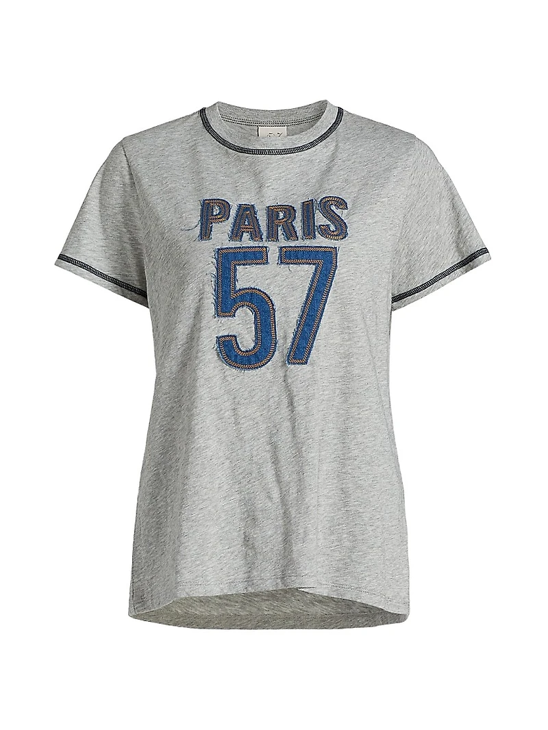 Trapunto Heathered Cotton T-Shirt