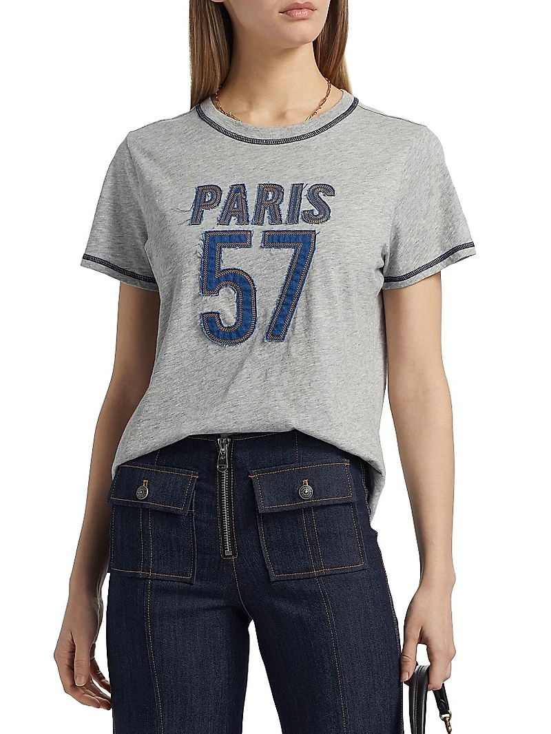 Trapunto Heathered Cotton T-Shirt