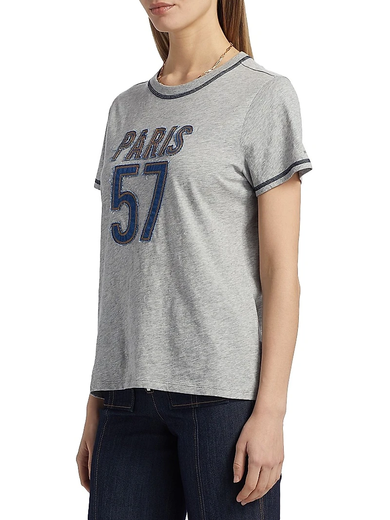 Trapunto Heathered Cotton T-Shirt