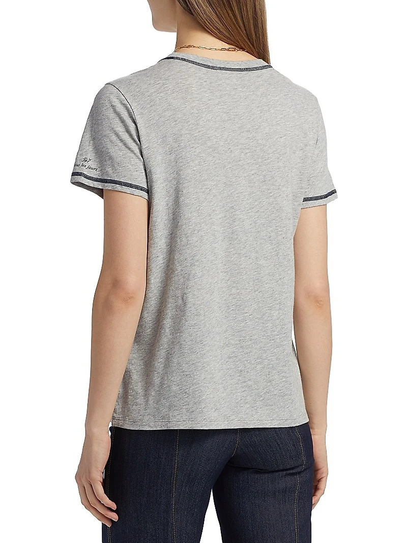 Trapunto Heathered Cotton T-Shirt