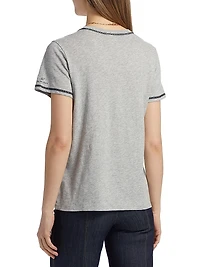 Trapunto Heathered Cotton T-Shirt
