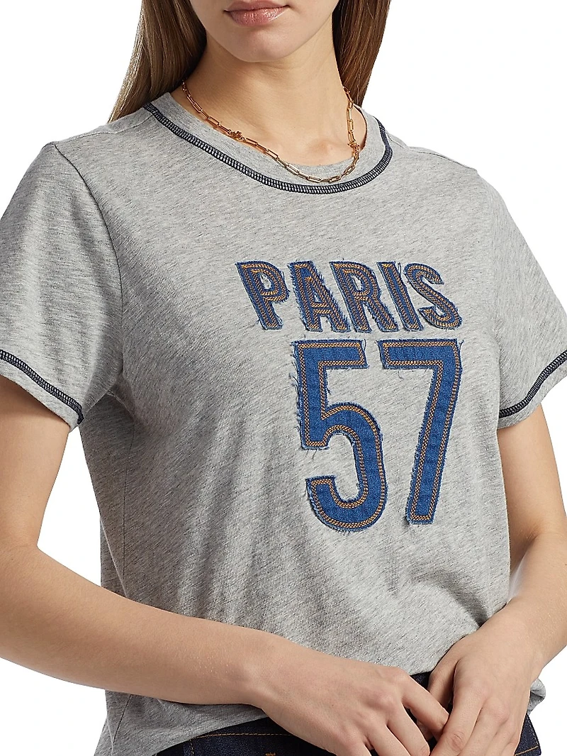 Trapunto Heathered Cotton T-Shirt