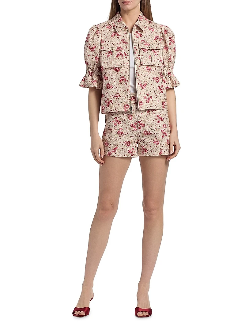 Dorothea Floral Cotton-Blend Shorts