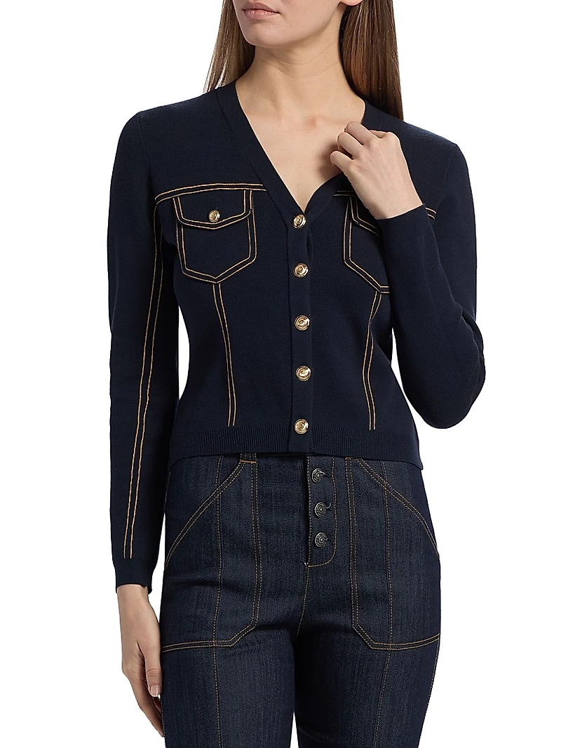 Elisha Contrast Piped Cardigan