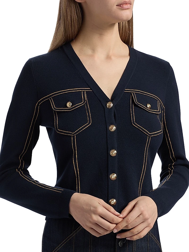 Elisha Contrast Piped Cardigan