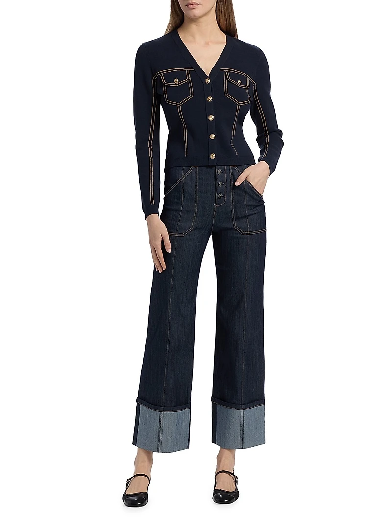 Elisha Contrast Piped Cardigan