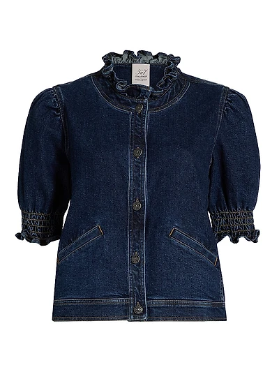 Quincy Denim Puff-Sleeve Jacket