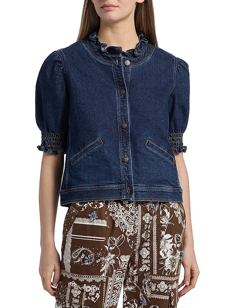 Quincy Denim Puff-Sleeve Jacket
