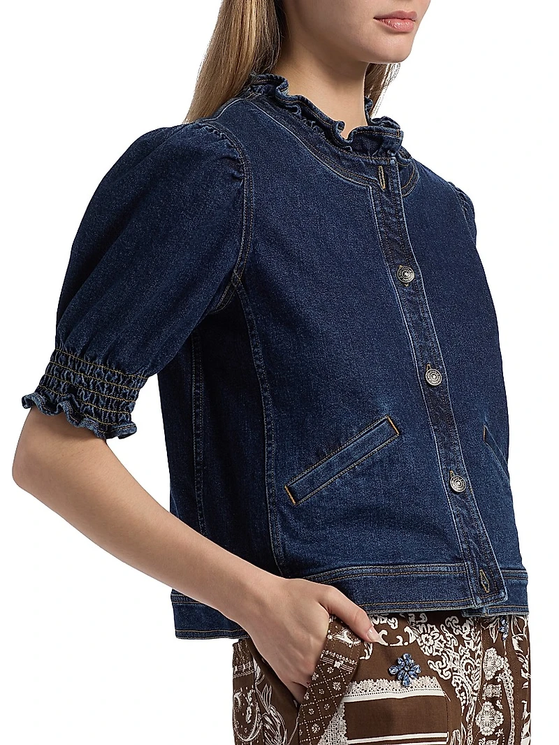 Quincy Denim Puff-Sleeve Jacket