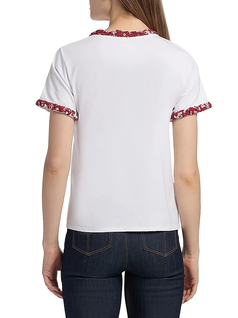 Bandana-Braided Stretch-Cotton T-Shirt