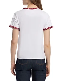 Bandana-Braided Stretch-Cotton T-Shirt