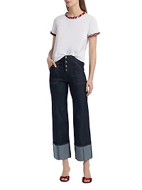 Bandana-Braided Stretch-Cotton T-Shirt